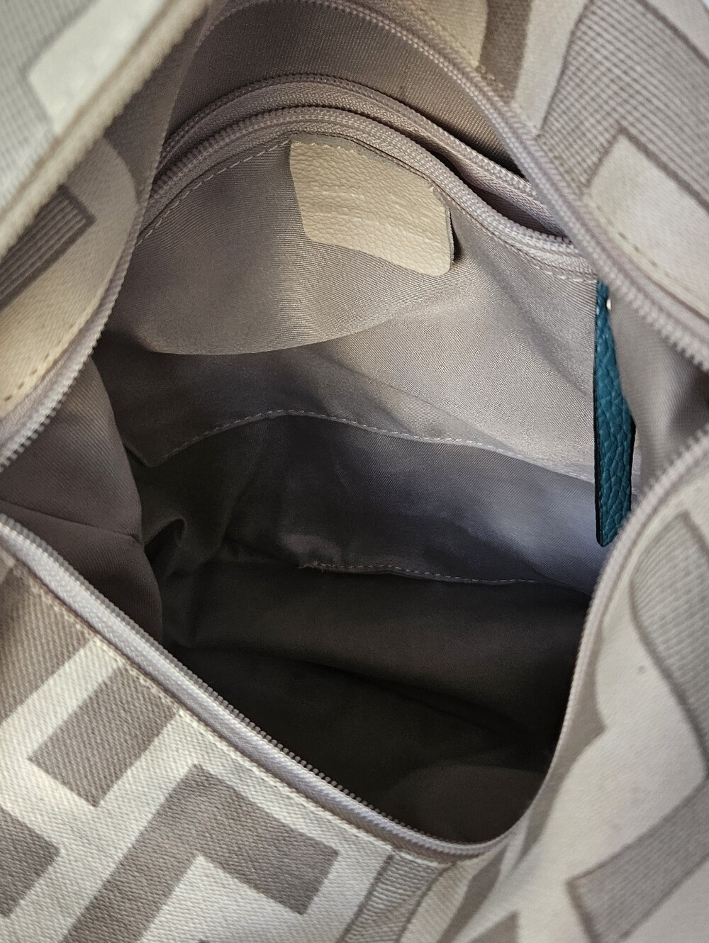 Forest Canvas Geo-Pattern Backpack -Sholder Bag with Teal Leather Pocket - Picture 7 of 16